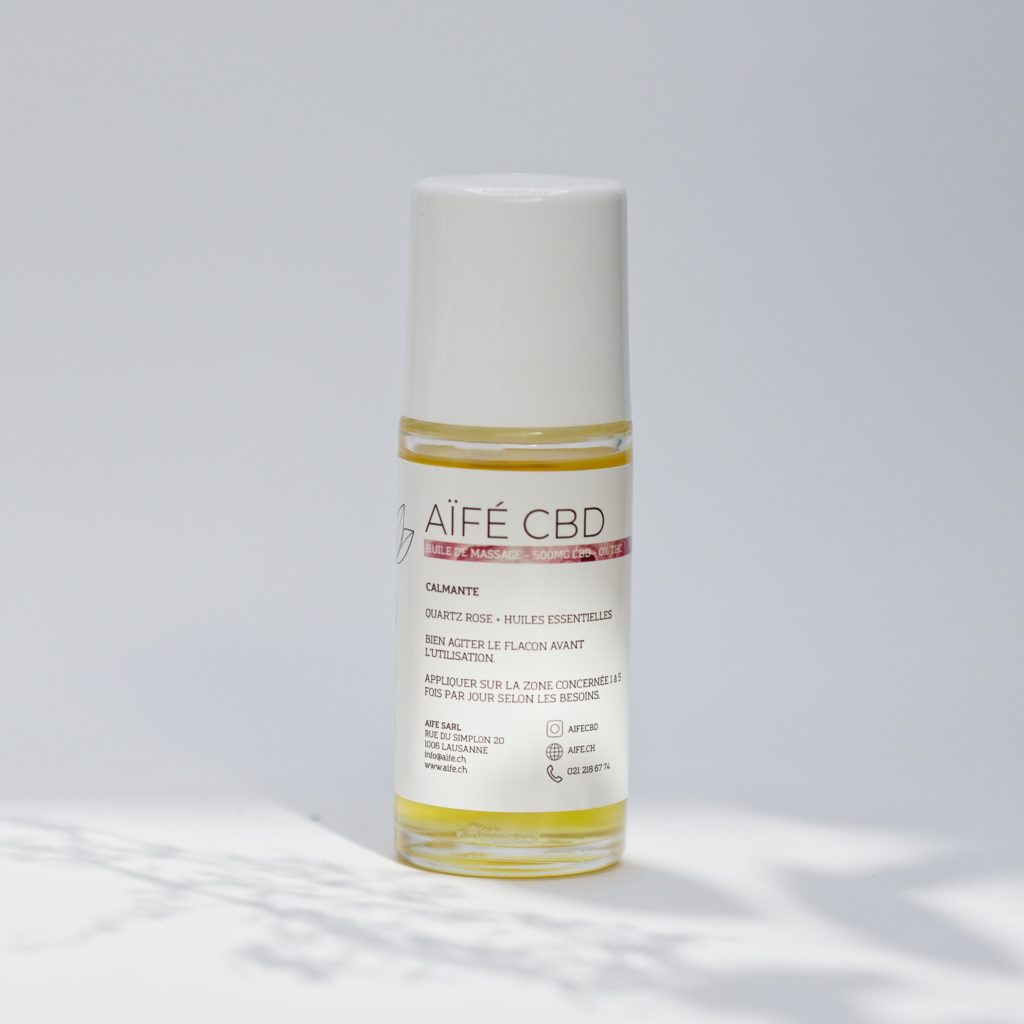 huile de massage au CBD de 500g calmante au quartz et huiles essentielles