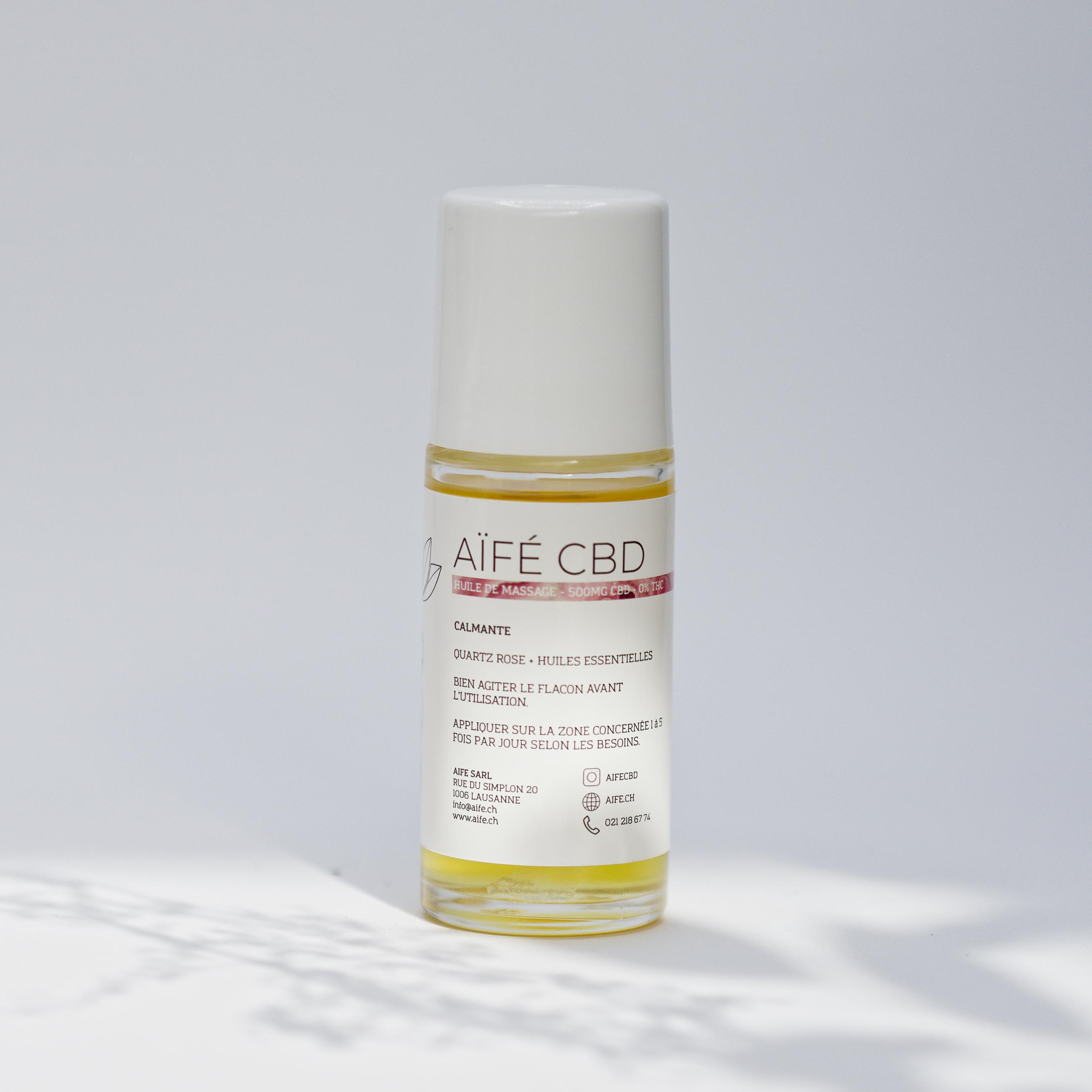 huile de massage au CBD de 500g calmante au quartz et huiles essentielles