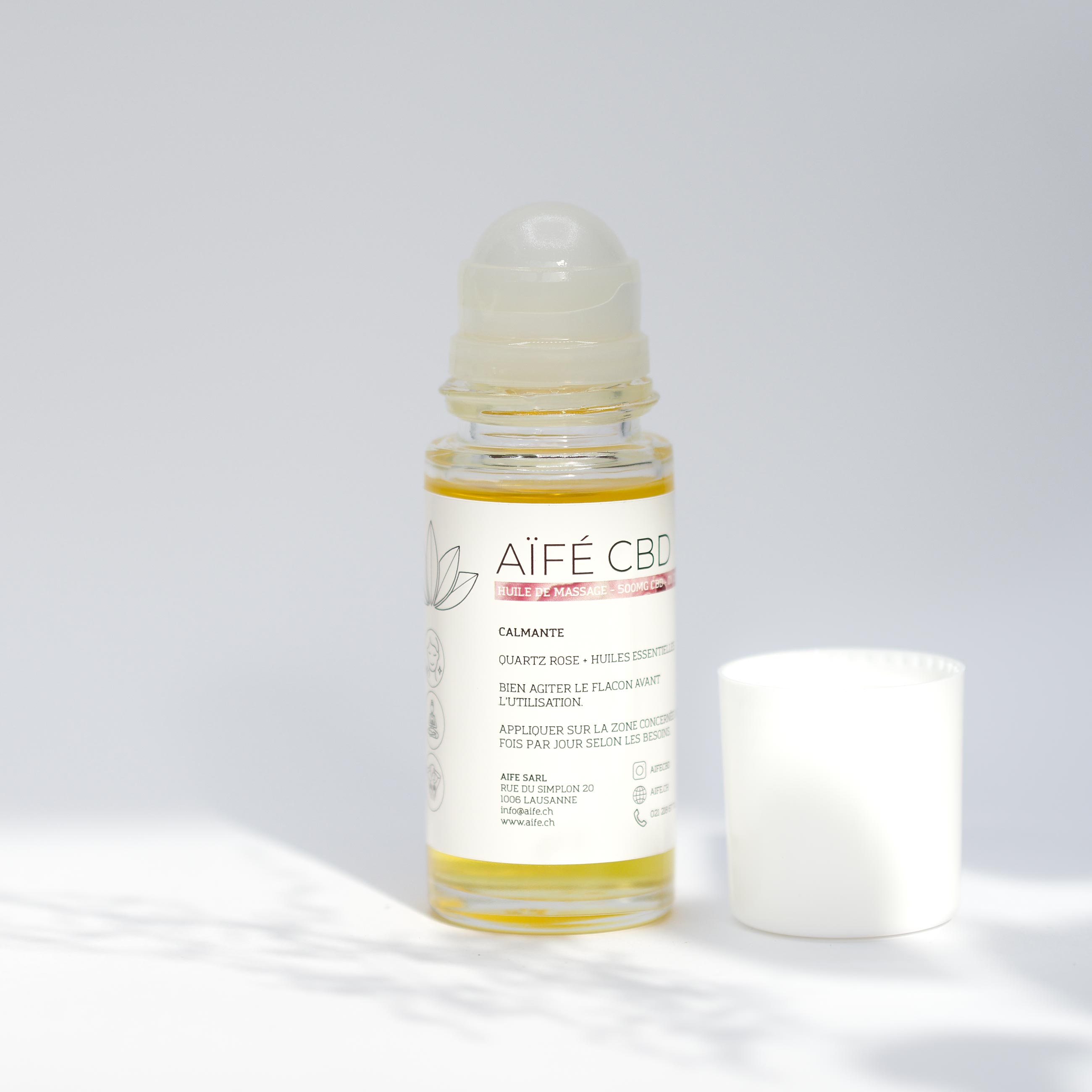 huile de massage au CBD de 500g calmante au quartz et huiles essentielles