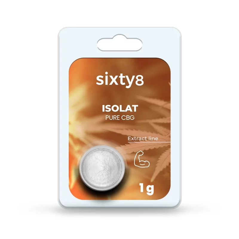 Photo de l’isolat de CBG pur à 99 %, sur fond neutre.