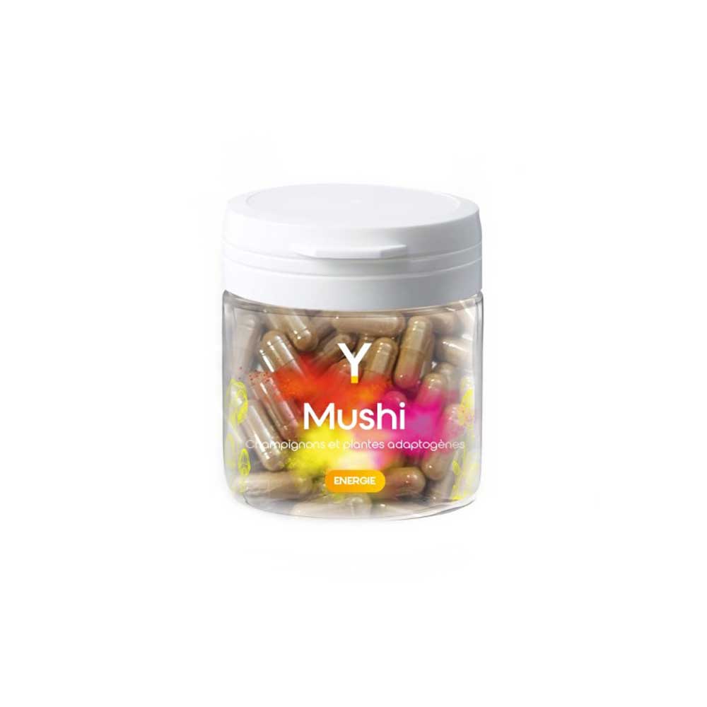 Gélules Mushi énergie packshot sur fond blanc